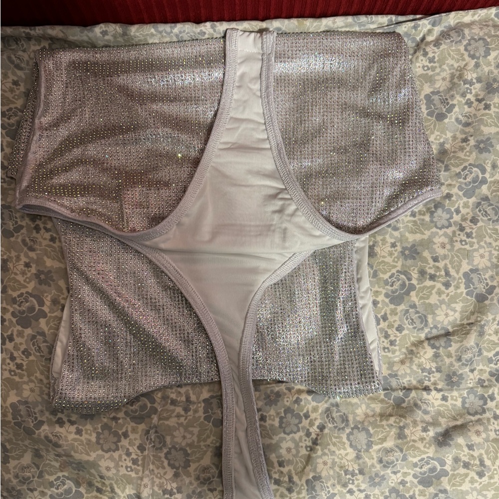 Akira rhinestone/ embellished bodysuit size small - Picture 2 of 4